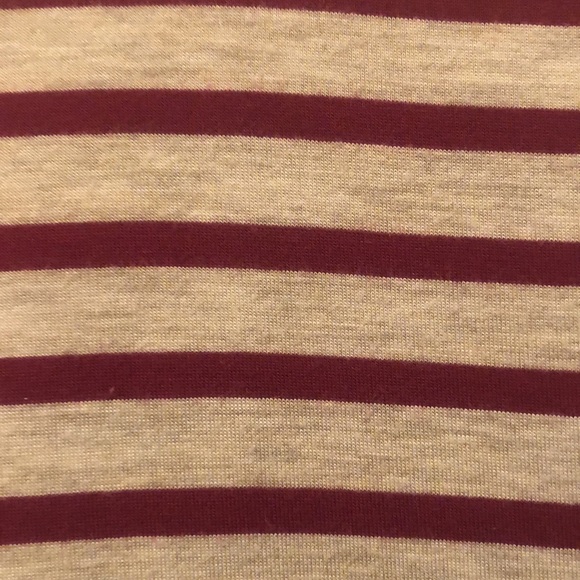 Red Camel - Small Stripe Dress -Burgundy/Gray with Gray Lace Hem. - Picture 3 of 9